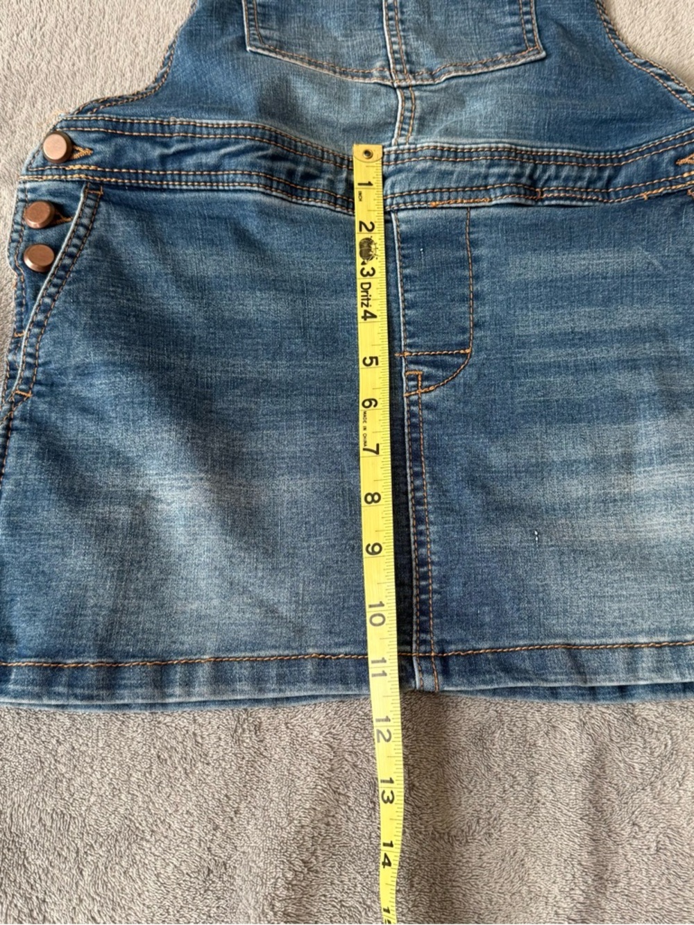 Love Trends Blue Denim Overall Jumper Dress Skirtall Size S Mini Jean Pinafore - Picture 9 of 14